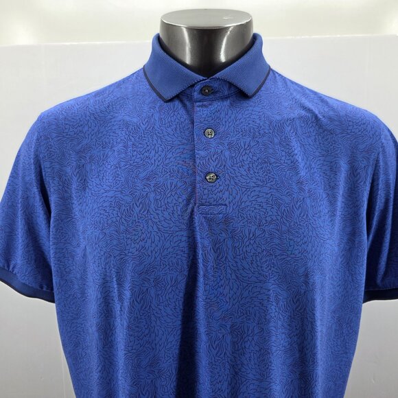 Greyson Shirt Mens Large Blue Golf Polo Wolf Print Performance Stretch Preppy - Picture 3 of 14